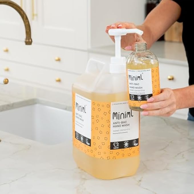 Miniml ANTIBACTERIAL HAND WASH SOAP 5L REFILL - NATURAL CLEMENTINE SCENTED ECO FRIENDLY HAND AND BODY WASHING LIQUID GEL FOR SOFT AND SENSITIVE SKIN CARE - 100% VEGAN & CRUELTY FREE - Image 4
